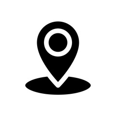 Dropping pin point black glyph ui icon. Find location on map. GPS navigation. User interface design. Silhouette symbol on white space. Solid pictogram for web, mobile. Isolated vector illustration