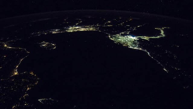 ISS Time-lapse Video of Earth seen from the International Space Station ISS with city lights at night over Nile, Time Lapse Full HD. Images courtesy of NASA. 