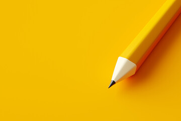 Yellow pencil on yellow background with copy space.