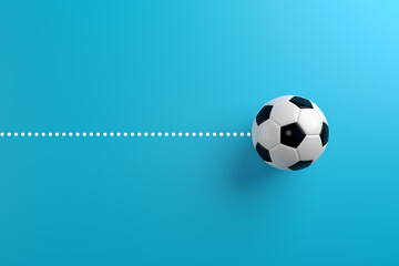 Football soccer ball moves with speed in a straight direction. Shooting the ball to the target - Powered by Adobe