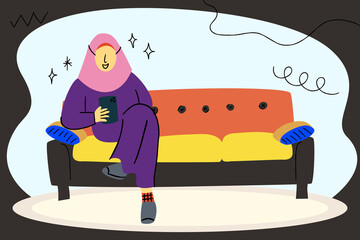 Mom sit and browse through a smartphone