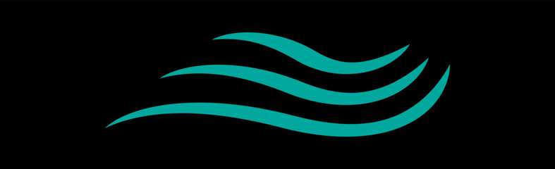 Water wave icon isolated on black background.  Modern flat water wave icon for web site, ocean design template and logo. Creative abstract concept, vector illustration