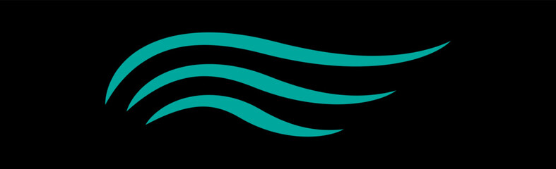 Water wave icon isolated on black background.  Modern flat water wave icon for web site, ocean design template and logo. Creative abstract concept, vector illustration
