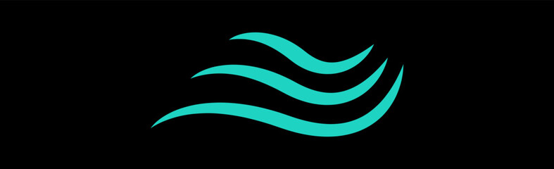 Water wave icon isolated on black background.  Modern flat water wave icon for web site, ocean design template and logo. Creative abstract concept, vector illustration