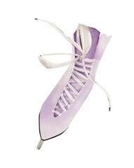 Watercolor Skate floral png. Tender winter design clipart.