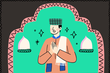 Asian muslim man greeting