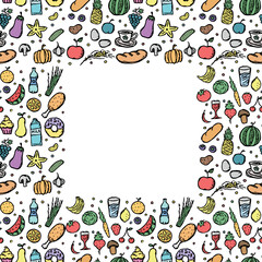 seamless food frame. vector food background
