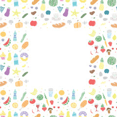 seamless food frame. vector food background