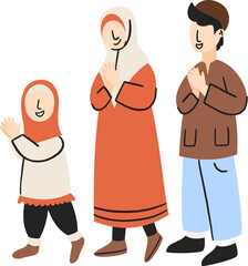 Asian muslim family greeting