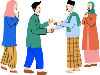 Asian muslim family greeting