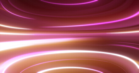 Violet pink luminous lines raised from magical energy lines and stripes on a black background. Abstract background