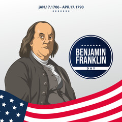 Vector illustration of Benjamin Franklin Day, January 17