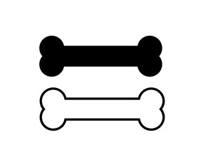 Dog bone vector icon. Pet toy and food symbol. Set on white isolated background