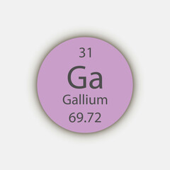 Gallium symbol. Chemical element of the periodic table. Vector illustration.