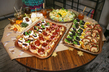 snack table, catering, food for guests