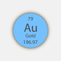 Gold symbol. Chemical element of the periodic table. Vector illustration.