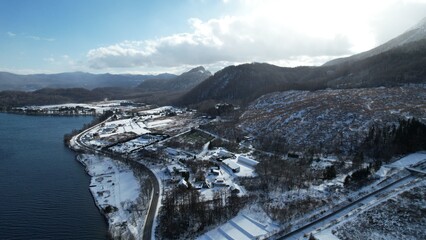 Hokkaido, Japan - December 15, 2022: Lake Toya During Winter Season