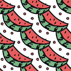 seamless watermelon pattern. vector doodle illustration with watermelon. pattern with watermelon