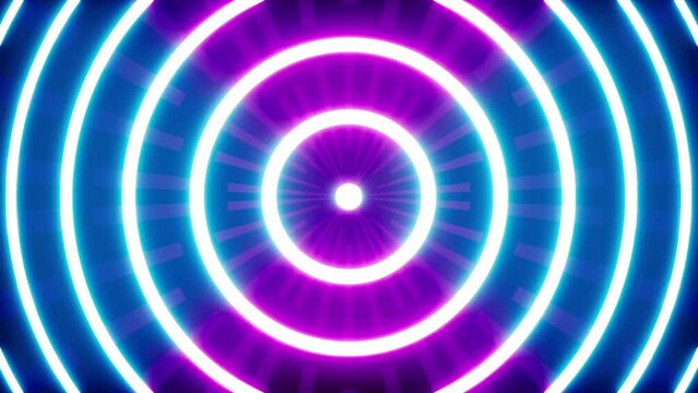 Pulsing neon light concentric circles vj loop