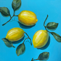 Lemons. Acrylic paint on stretched canvas
