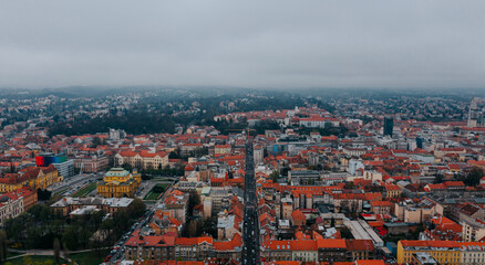 Aerial view of Zagreb street.