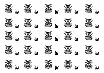 Tattoo art design of skull with whale tail horn pattern