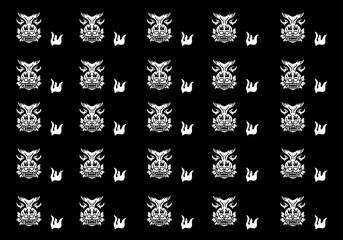 Tattoo art design of skull with whale tail horn pattern