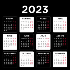 Calendario 2023 en español - obrazy, fototapety, plakaty