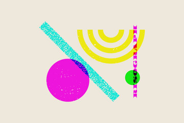 Abstract geometric shapes risograph texture vector