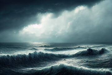 Fototapeta Stürmisches Meer mit dramatische Wolkenstimmung obraz