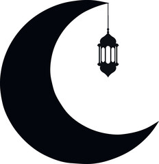 moon with a lantern on a string vector