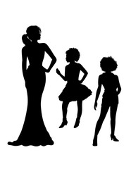 Ponytail and afro girl silhouette