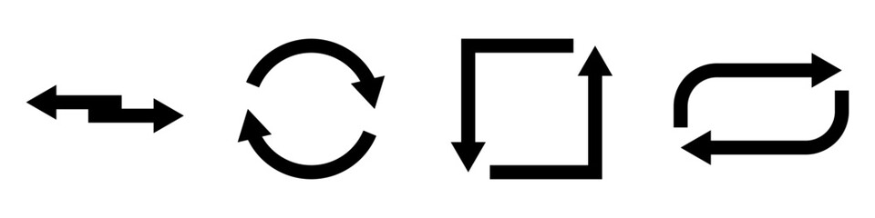 Conjunto de iconos de doble flecha, actualizar. Concepto de actualización, invertir sentido, intercambio. Ilustración vectorial