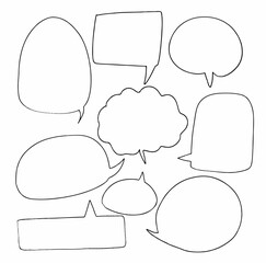 set collection of blank empty hand drawn speech bubbles. vector design illustration