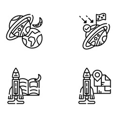 Linear Space and Astronomy Icons
