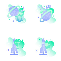 Gradient Space and Astronomy Icons Illustrations

