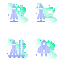 Gradient Space and Astronomy Icons Illustrations 