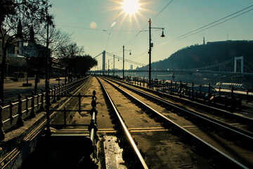railway at sunset