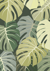 Tropical leaves wallpaper in flat design style
