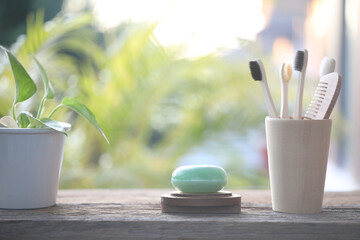 bamboo toothbrush and natural soap