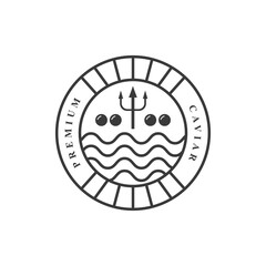 vintage premium caviar beluga egg oysters seafood graphic logo design vector illustration with retro, modern and outline styles isolated on white background. 