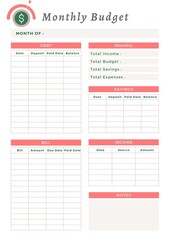 Colorful Monthly Budget