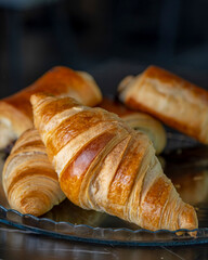 A plateful of croissants. Fresh out of the oven and fresh.