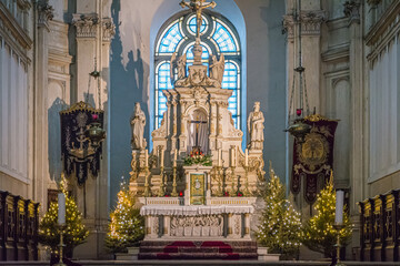 Interior of the Roman parish Church of Saint Catherine in Brussels (Sainte-Catherine neighborhood ) - Belgium, Europe