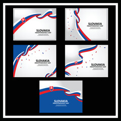 SLOVAKIA Independence Day Vector Set of Templates Design Illustration

