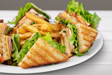 Tasty fresh toste sandwich with vegetables