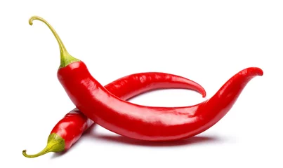 Wall murals Hot chili peppers Delicious red chili peppers, isolated on white background