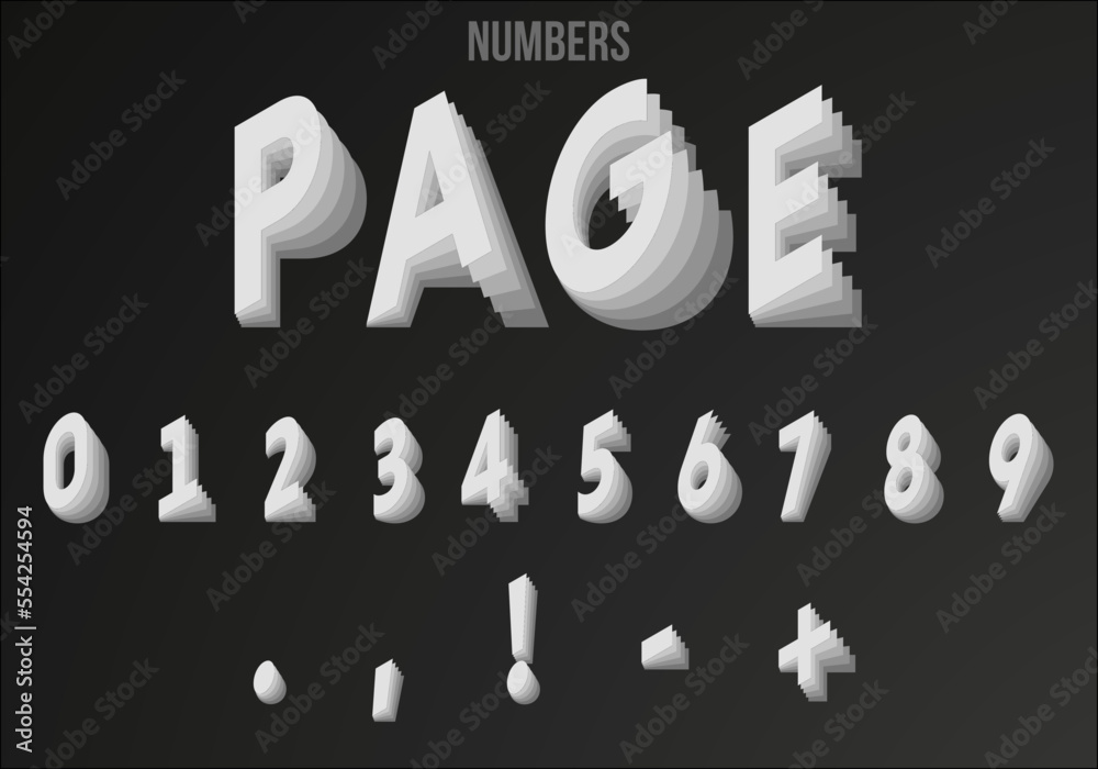 Fototapete turning pages style font design numbers. pages numbers vector illustration.