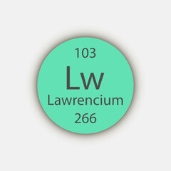 Lawrencium symbol. Chemical element of the periodic table. Vector illustration.
