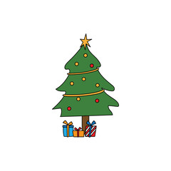 Christmas decorations, vector illustration in flat cartoon style